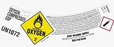 Hp Label (Kent Oxygen Compressed Sl)